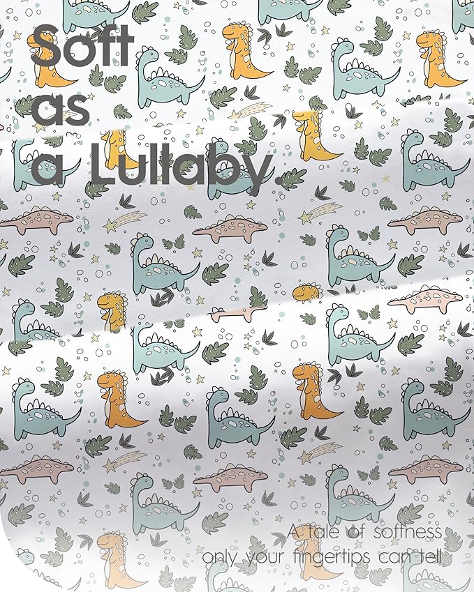 Bassinet Sheets for Baby Boy Girl, TotBasic Buttery Soft Universal Bassinet Fitted Sheet, Compatible with Halo, Mika Micky, Baby Delight, Dream On Me, Maxi COSI and More Bassinet Mattress(Dino&Puppy)