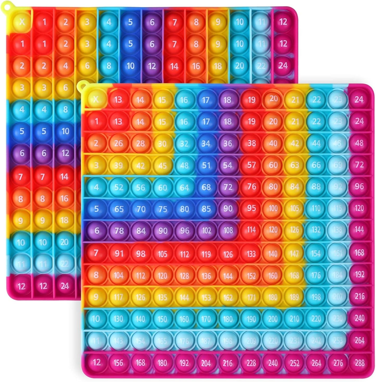 12 x 24 Max. Double Sided Multipication Games, Rainbow Square Math Toys 169bubbles Multiplication Pop for Teachers to Create Various Multiplication Formulas