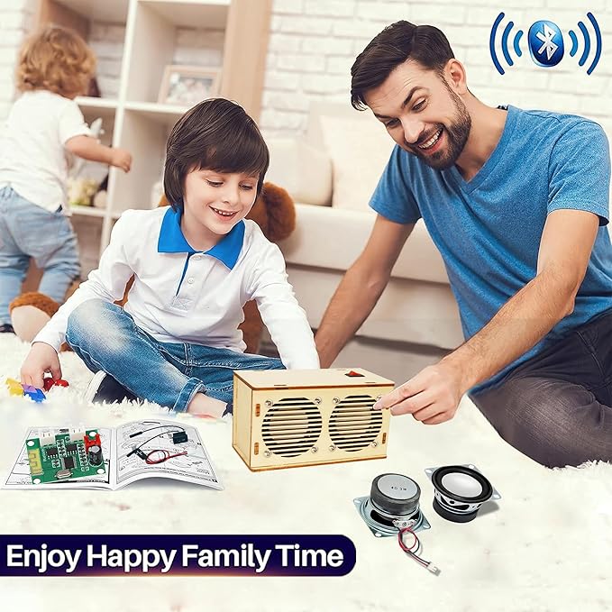 DIY Bluetooth Speaker Kit, Stem Projects for Kids Ages 8-12, Science STEM Kits for Kids Ages 10-12-14-16, Gifts for 9 10 11 12 13 14 15 16 Year Old Boys Teens (Wood)