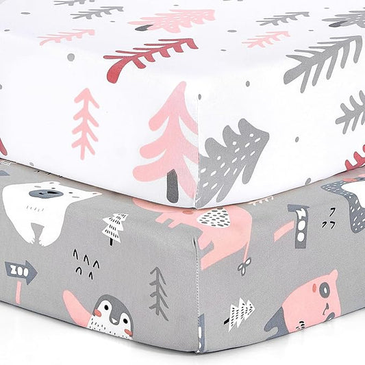 BROLEX Baby Fitted Crib Sheets: Kid Crib Sheets - Set of 2 for Toddler Standard Size Crib Mattress for Boys and Girls - Jersey Knit Crib Bed Sheets Jungle Animals