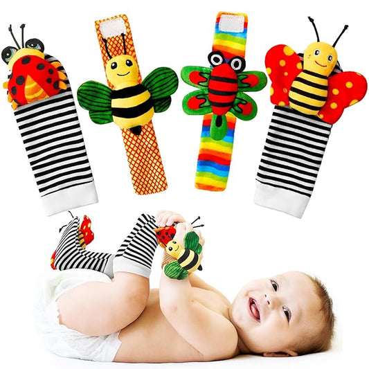 Baby Toys 0-6 Months: Baby Rattles 0-6 Months Baby Essentials for Boys Girl Infant Toys Wrist Rattles Socks Hand & Feet Newborn Essentials Must Haves Registry Search Shower Gifts for 0-3 0-12 Months