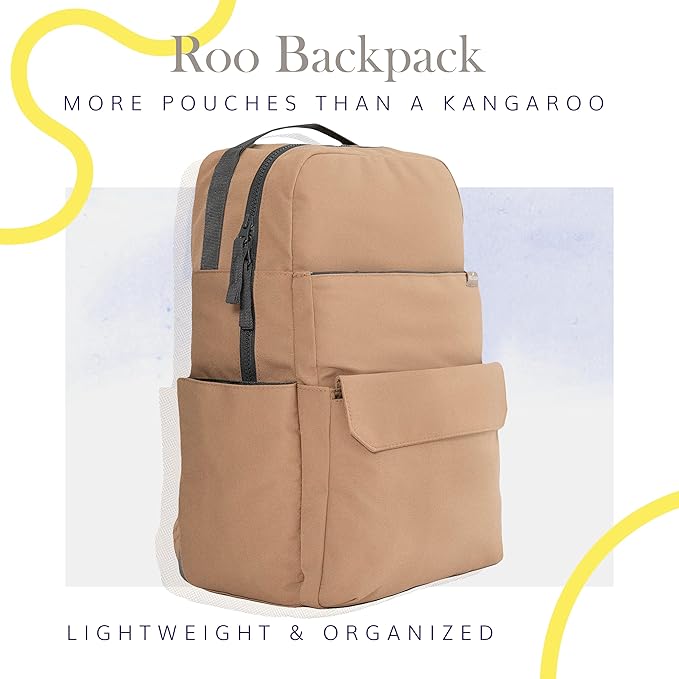 RED ROVR Roo Lightweight 1 LB Diaper Bag Backpack | 11 organizational pockets| Durable & Water-Resistant (Toffee)