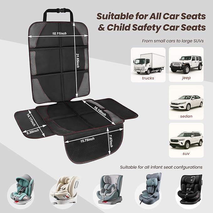 Extra-Large Car Seat Protector for Child-Bady Car Seat Cover,Full seat Protector Under Baby car seat,Universal Durable Waterproof Carseat Protector for Dog Vehicles,Thick Pad,Anti Slip Backing