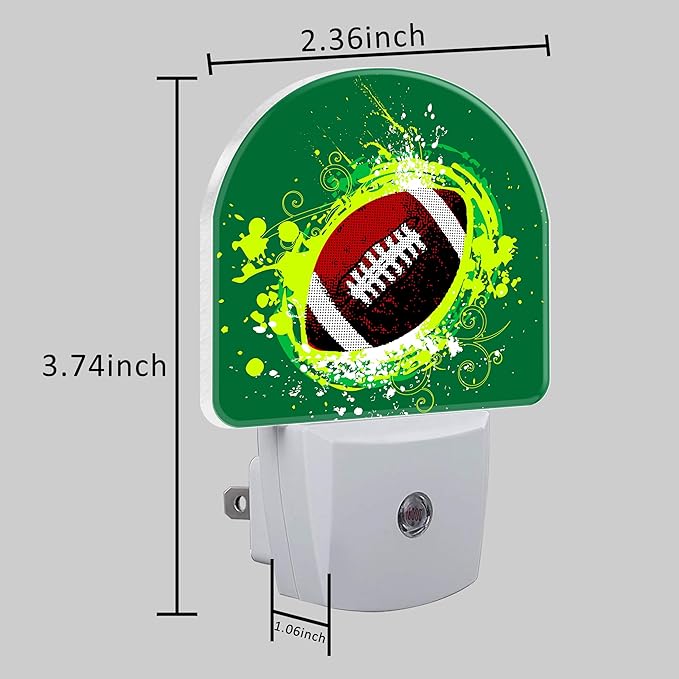 Night Light for Kids Girls Boys, Abstract American Football LED Night Light Plug into Wall with Dusk to Dawn Sensor for Room Decor, Hallway, Kitchen, Bathroom, Nursery, Stairs