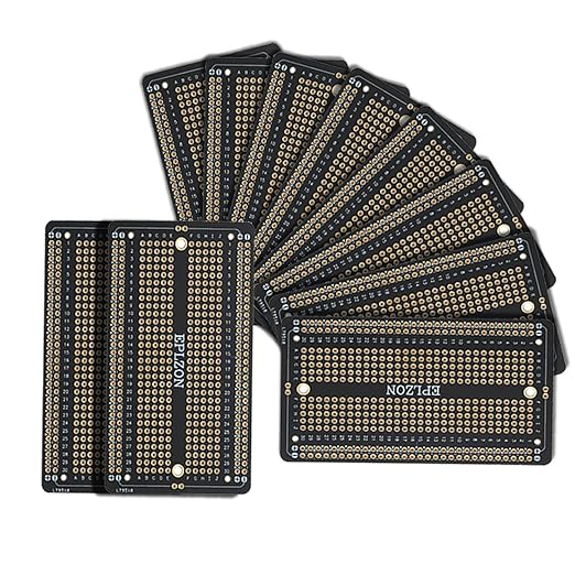 10 Pcs Solderable Breadboard PCB Board Gold-Plated Solder Breadboard for DIY Electronics Projects Apply to Soldering Projects 3.5"x2.05" (Black)