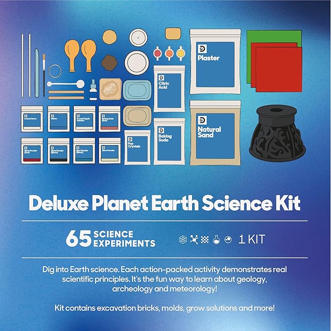 Discovery™ Planet Earth Science Kit – 65 Experiment STEM Lab for Kids| Includes DIY Volcano, Tornado, Fossils, Crystals, & Slime| Geology, Chemistry & Archeology Learning Toy|Educational Gift| Ages 8+