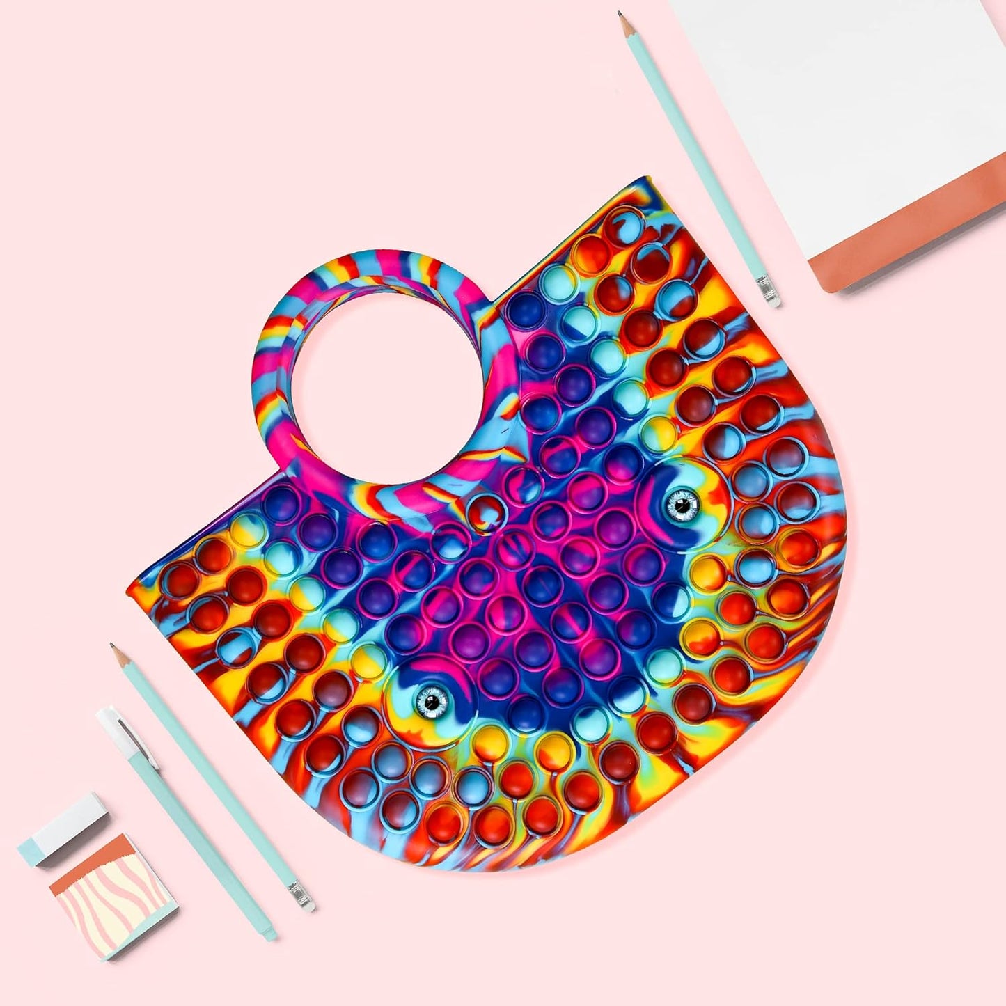 BABANA Fidget Purse for Girls - Bubble Push Pop Bag with Crazy Eyes, Silicone Fidget Handbag Toy for Kids | Birthday, Easter