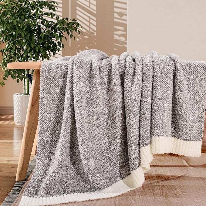 NEXHOME PRO Super Soft Throw Blankets for Couch, Reversible Warm Blankets Cozy Knit Blanket for Women, Fuzzy Plush Lightweight Throws for Sofa, Bed, Picnic, Taupe Grey, 50 x 60 inches