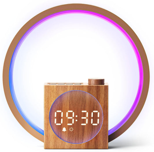 Dreamegg Sunrise Alarm Clock - Sound Machine for Sleep, 12 Ambient Colors &20-Level Dimmable Night Light, 25 Soothing Sounds, White Noise Machine, Wake Up Light for Adults, Stylish Bedroom Decor&Gift