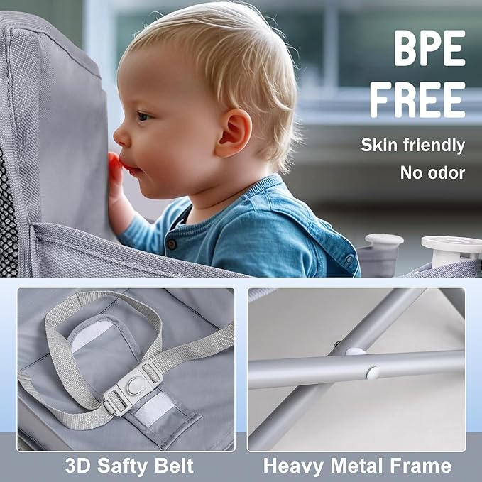 Tiny Marvels Portable 3-in-1 Baby Chair – Cozy Toddler Chair, Baby Seat with Tray, Booster Seat – Compact, Foldable, Safe with Child Safety Belt Carry Bag – Perfect for Travel & Family Time