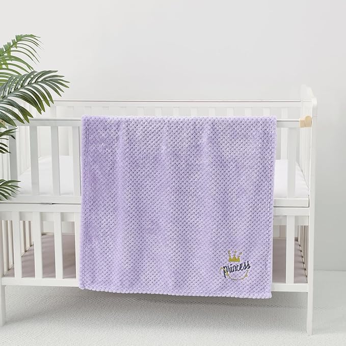CREVENT 30''X40'' Cute Cozy Fluffy Warm Baby Blanket for Girls Infants Toddlers' Bedding Crib Cot Stroller, Baby Shower Birthday Newborn's Gift - Purple Crown 75X100cm