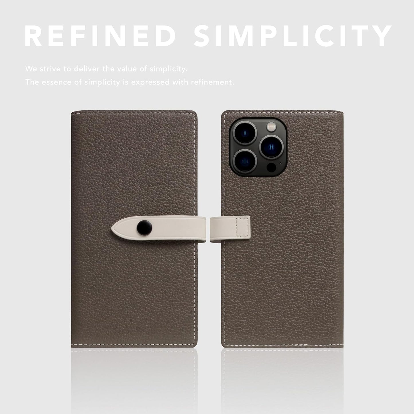 D8 Edition Full Grain Leather Wallet Case for iPhone 15 Pro - [2-in-1] Handcrafted Detachable Diary Style with Magnetic MagSafe Back Cover and Snap Closure, Gift Box Included (Etoffe Cream)