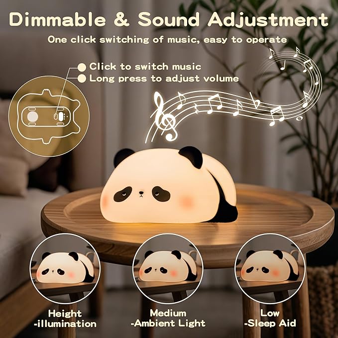 Panda Night Light with White Noise, Sound Machine for Baby Sleeping Aid,Toddler Sleep Trainer 4 Soothing Sleep Sounds,Timer/Dimmable Nursery Silicone Night Light, Cute Panda Gifts for Kids Boys/Girls
