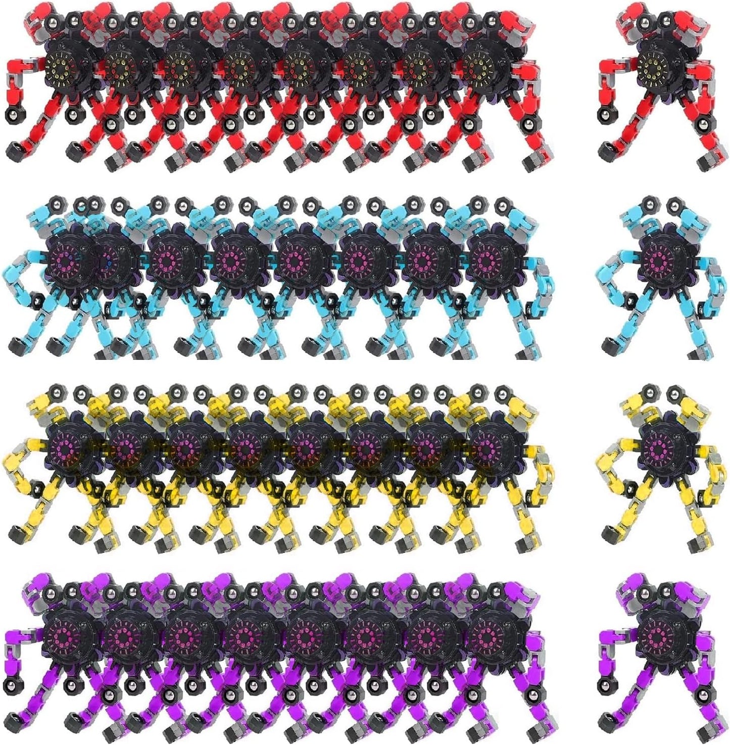 32 Packs Transformable Fingertip Chain Robot Toy DIY Deformation Robot Deformed Mechanical Toy for Kids Adults