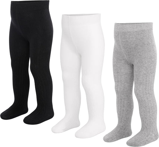 3 Pack Baby Girl Tights Cable Knit Leggings Stockings Cotton Pantyhose for Newborn Infant 6 Months-6 Years.
