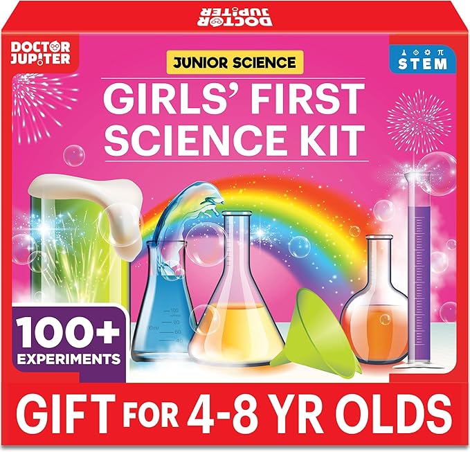 Doctor Jupiter Girls First Science Experiment Kit for Kids Ages 4-5-6-7-8| Birthday Gift Ideas for 4+ Year Old Girls| STEM Learning & Educational Toys
