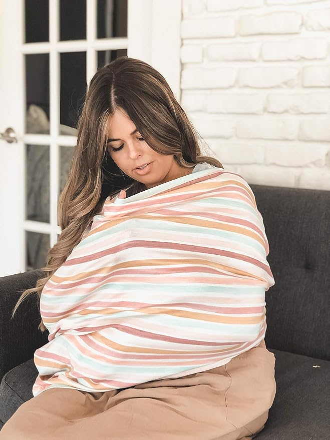 Copper Pearl Multi-Use Cover: Car Seat, Nursing, and Stroller Cover for Sun - Stretchy Fabric, All-Season Use, Stylish Designs, Easy Access for Moms - Belle