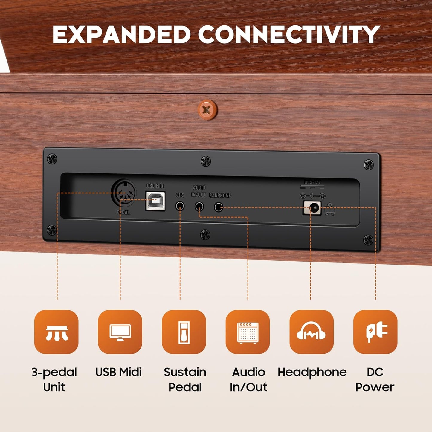 CAHAYA Digital Piano 88 Key - Full-size Weighted Electric Piano Wooden Body with 380 Sounds Triple Pedal for Beginners Supports USB-MIDI