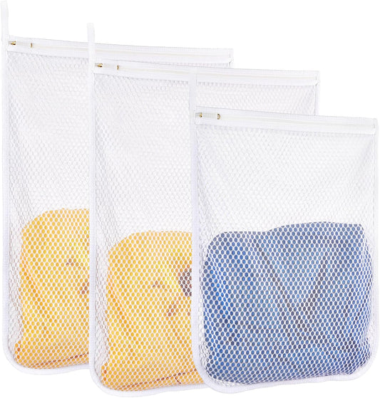 3 pcs Durable Honeycomb Mesh Laundry Bags for Delicates 16" x 19" (2 Large) 12" x 15" (1 Medium)