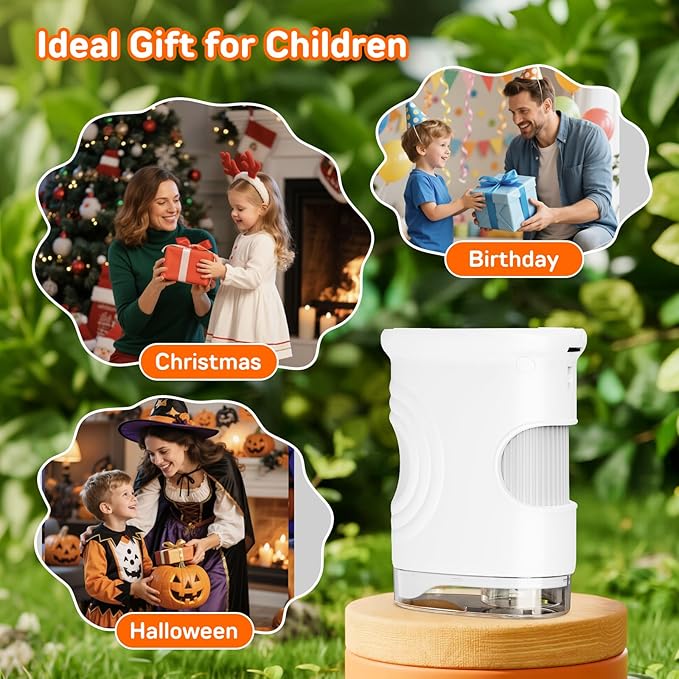 1000X Handheld Digital Microscope for Kids with 2.0" IPS Screen, Portable STEM Science Lab Toy, Rechargeable Pocket Microscope Educational Gift for Boys & Girls Age 4-6 8-12, White