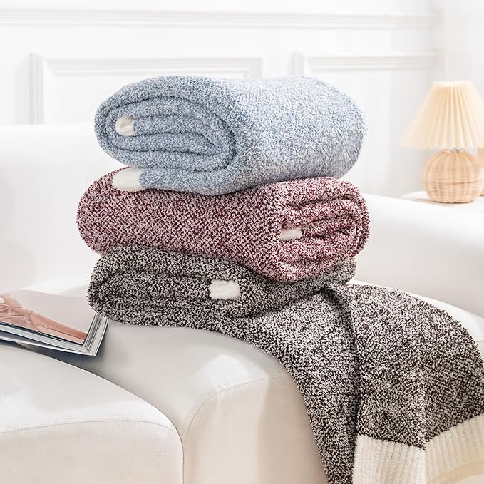 NEXHOME PRO Soft Twin Blankets for Couch, Reversible Warm Blankets Cozy Knit Blanket for Women, Fuzzy Plush Lightweight Throws for Sofa, Bed, Picnic, Coffee Brown, 60 x 80 inches