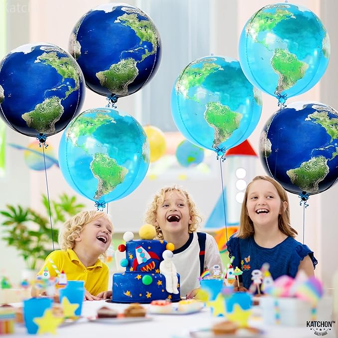 KatchOn, Globe Balloons for Globe Decorations - Big 22 Inch, Pack of 6 | Earth Balloon for Back To School, Around The World Decorations | World Balloons for Bon Voyage Party Decor, Travel Party Decor