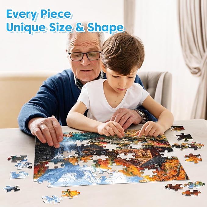 100 Piece Puzzles - Four Seasons Scenery Large Piece Puzzles for Senior Adults Kids Puzzle Ages 5-8 Jigsaw Puzzle for Kids Ages 4-6 6-8 8-10 Year Old Educational Toys for Girls Boys 4-Pack