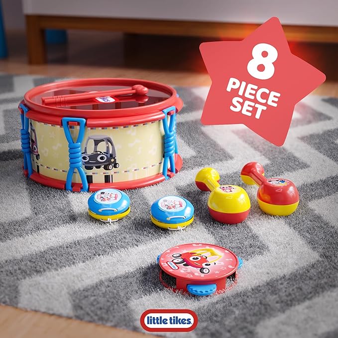 Lollipop Little Tikes Baby Musical Instruments Set - 6 Piece Drum Set, Maracas, Music Fun for Toddlers, Preschool Educational Toys - Musical Toys for Toddlers