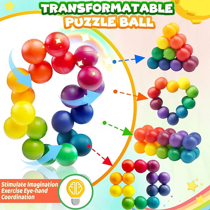 Autism Sensory Toy for Autistic Toddler Kids, Counselor Calm Down Pre-K Classroom Treasure Box Airplane Travel Activities Road Trip Fidget Ball for Age 3-5 5-7 3-4 4-8 Christmas Stocking Stuffer Gift