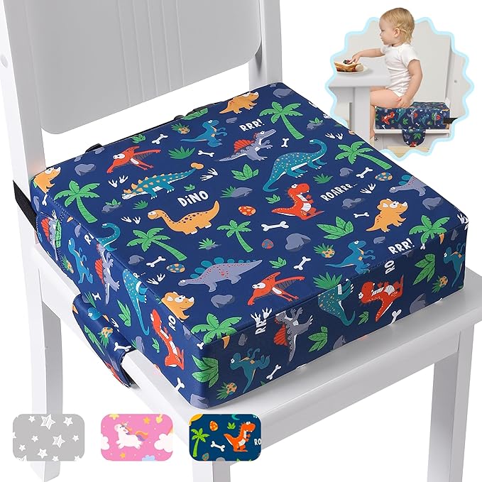 Booster Seat for Kitchen Chair with Adjustable Straps, Toddler Booster Seats for Dining Table Portable for Travel Camping Eating, Booster Cushion for Table for Baby Child Infant Kid Boy Girl