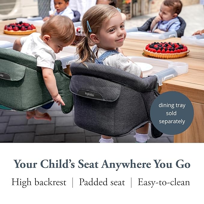 Inglesina Fast Table Chair, Charcoal Gray Melange - Portable Baby High Chair - for Babies & Toddlers up to 37 lbs - Fits Tables 0.8'' to 3.5'' Thick - Compact & Easy to Use - Travel Bag Included