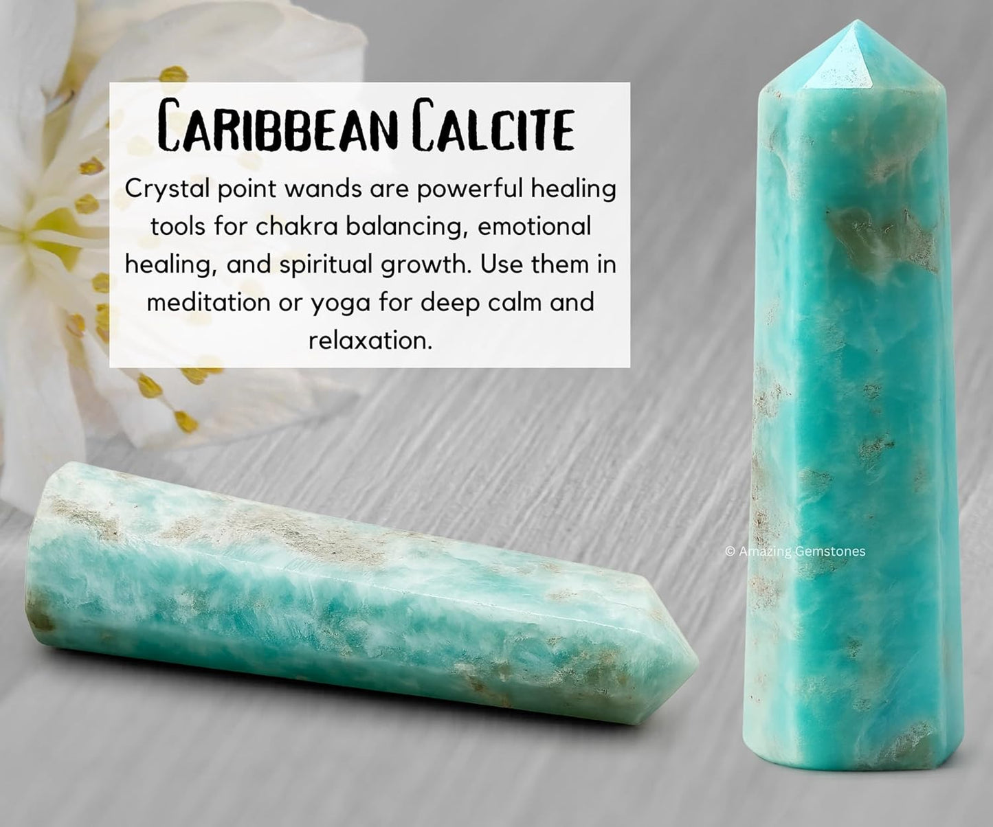 Amazing Gemstone Caribbean Calcite Crystal Towers ~ Natural Healing Crystal Point Obelisk for Reiki Healing and Crystal Grid (3" to 4" INCH)