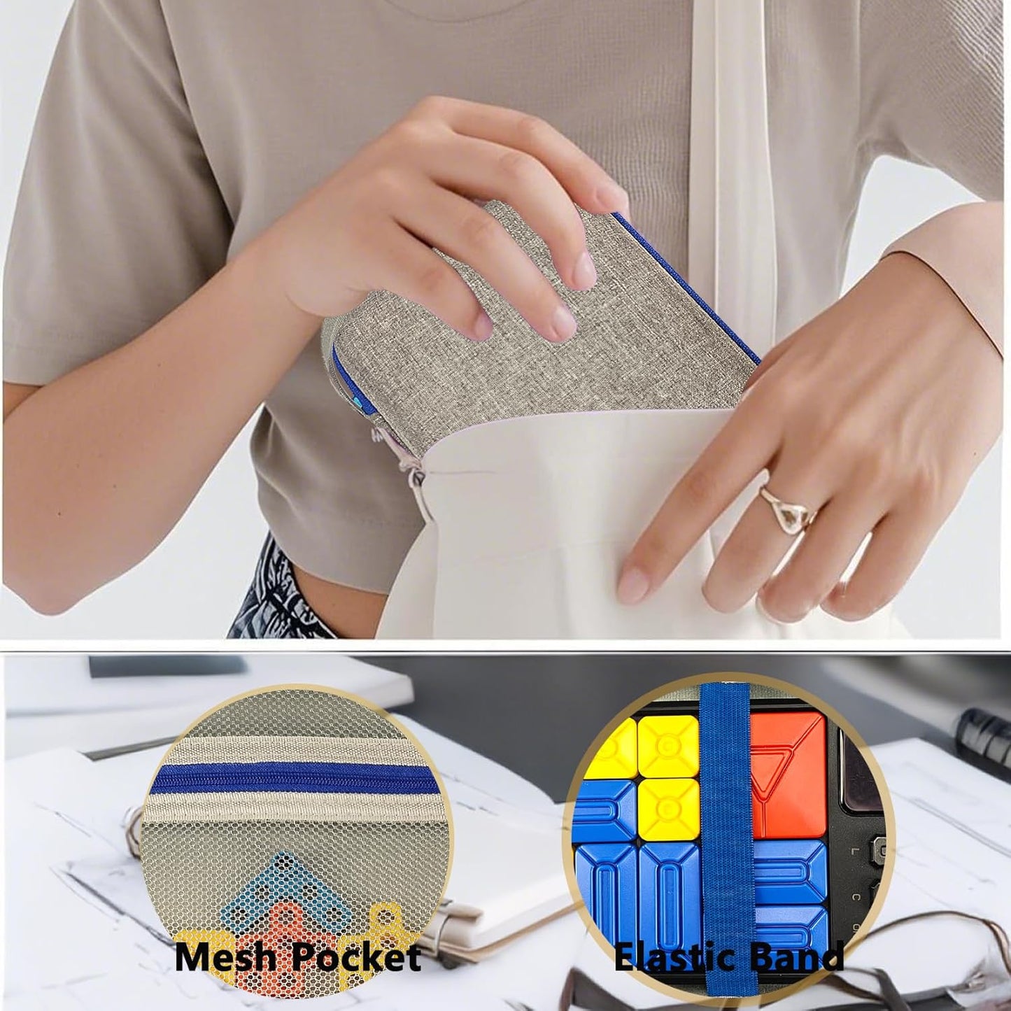 Case Compatible with Giiker Super Slide Brain Games, Protective Storage Bag Holder for Giiker Brain Teaser Puzzles Games Toys (Only Case) (Blue-Grey)