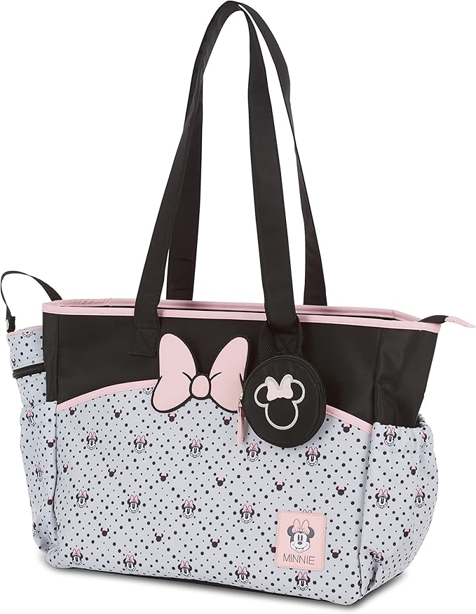 Disney Cudlie Diaper Tote Bag for Moms | Large Spacious Travel Diaper Tote for Baby Boy and Girl | 17-Inches Wide Multi-Functional Baby Bag with Cute Patterns