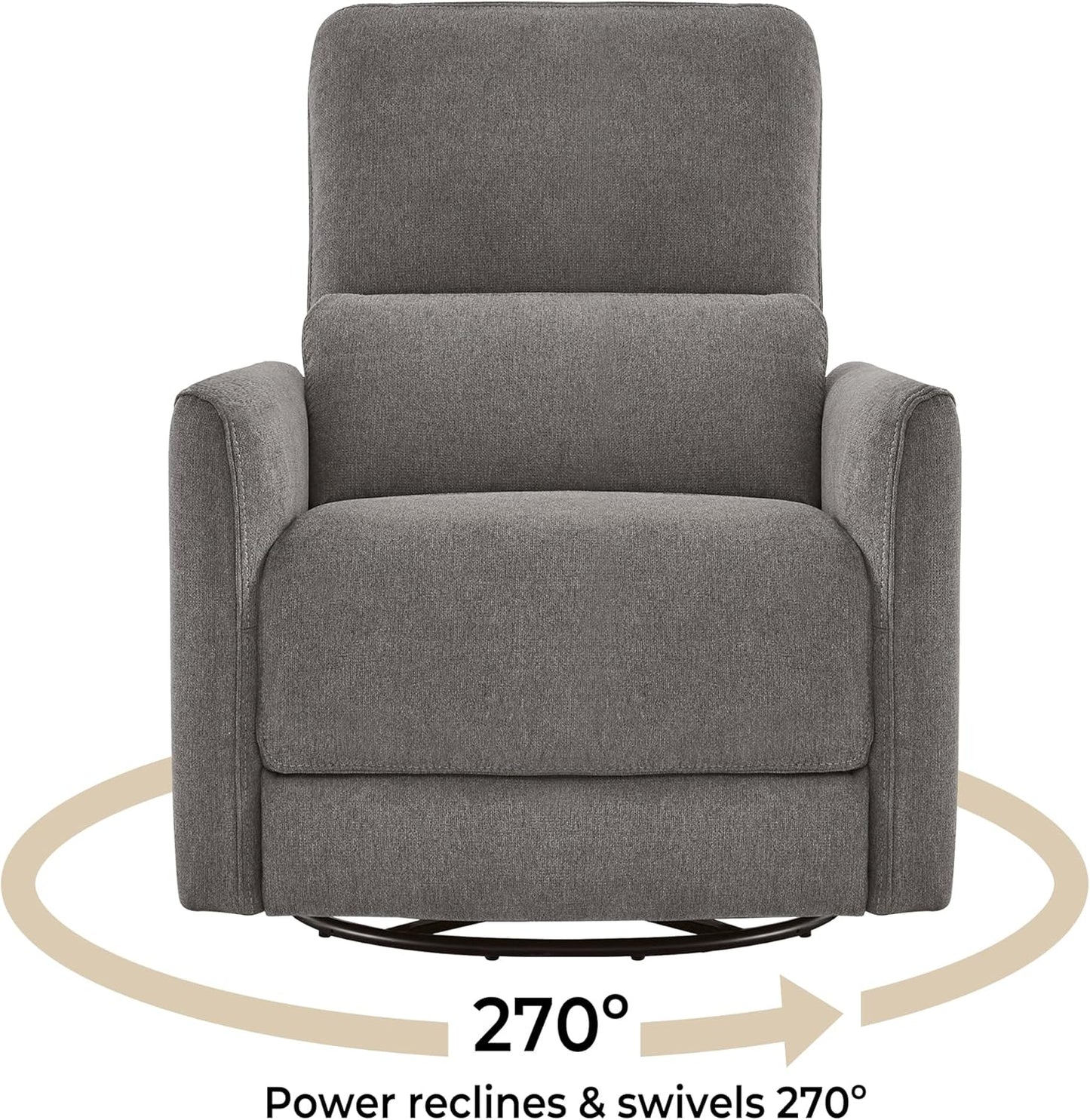 CHITA Power Recliner Chair Swivel Glider, FSC Certified Fabric Living Room Reclining Sofa Chair with Lumbar Support, Metal Grey