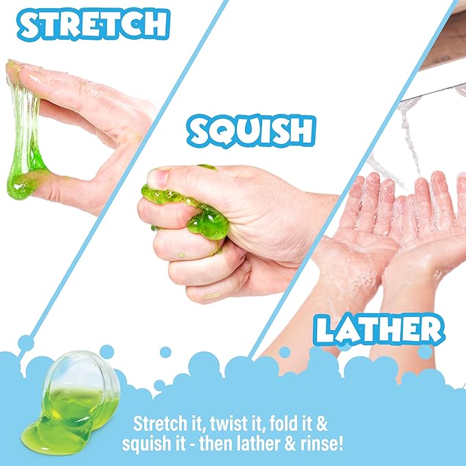 Super Goo Bath Slime 'Surprise' Bombs, 6 Pack | Kids Bath Bombs With Surprise Inside | Nontoxic | Stretchy, Squishy Slime Soap | Sensory Fun for Kids