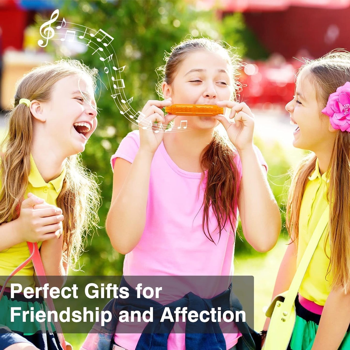 4 Pack Kids Harmonica 10 Hole, Plastic Harmonica for Kids with 4 Colors Educational Toys Beginners Toy Musical Instruments for Kids, Children and Adults (Blue, Pink, Green, Orange)