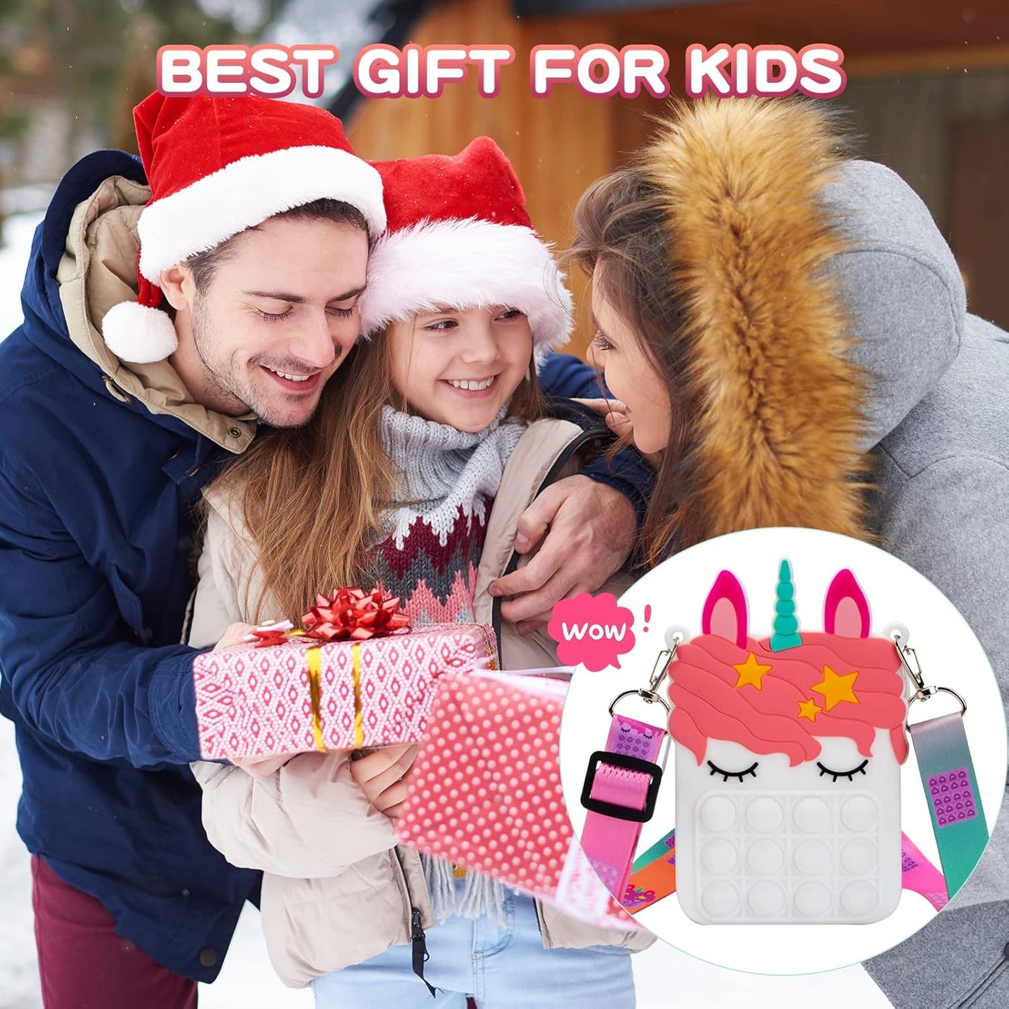 White Pop Purse for Girls Kids, Pop Fidget Toy Purse Bags, Fidget Purse, Girls Unicorn Purse Sensory Silicone Pop Fidget Backpack Toy Girls Handbag Shoulder Bag Party Xmas Favor Gift Unique