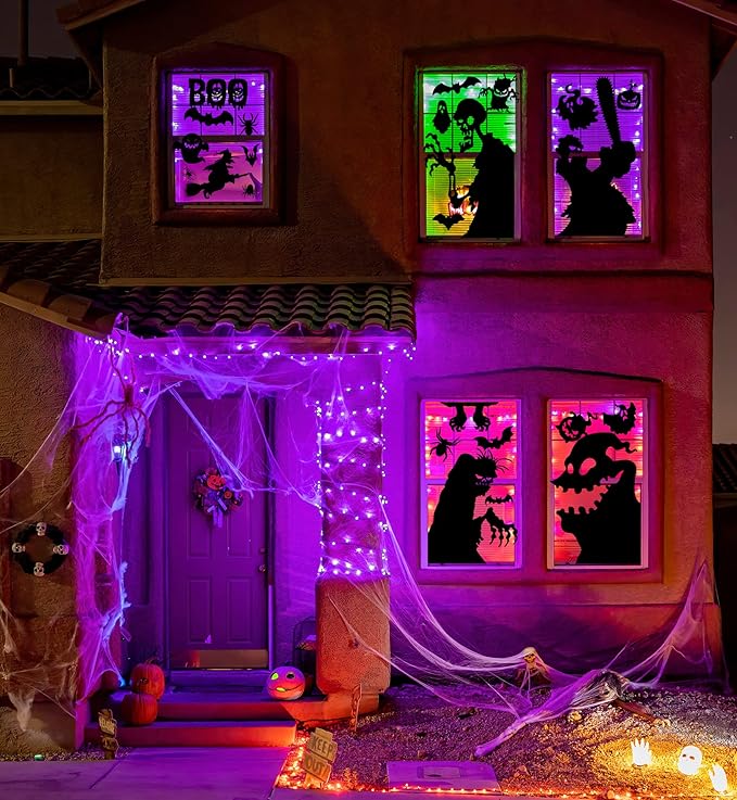 Joy Bang Halloween Window Clings Decor for Halloween Decorations, Large Scary Window Silhouette Stickers Decals Spooky Monster Zombie Clings for Party Decorations Indoor