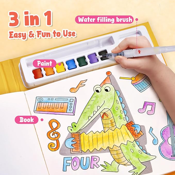 JoyCat Paint with Water Coloring Books for Toddlers, Watercolor Painting Sets for Kids Ages 3-5 4-8, Arts and Crafts Drawing Activities Toy Birthday Gift for Boys Girls (Numbers)