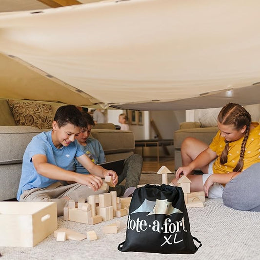 Tote a Fort Earthy XL Blanket Fort Building Kit for Kids, 4 Blanket TOTEAFORT Toy, Make a Portable Playhouse, Play Tent Boy and Girl Indoor Outdoor Build Set, STEM Children Toy, Ages 4, 8, 12 +
