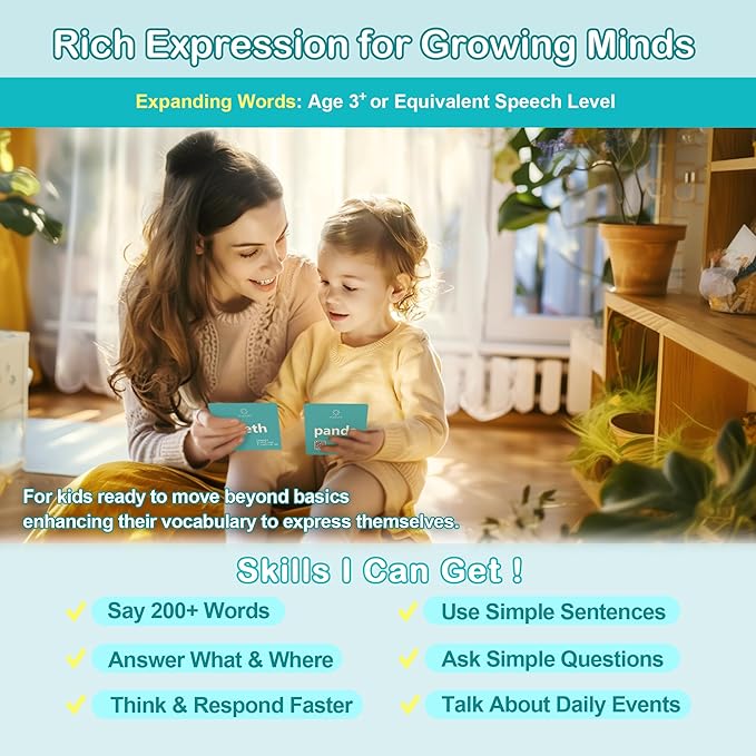 100 Nouns Flash Cards for Toddlers, Expanded Vocabulary Cards with Videos, Preschool Learning Flashcards, Noun Picture Cards for Speech Therapy Material ABA Therapy| Language Builder Card