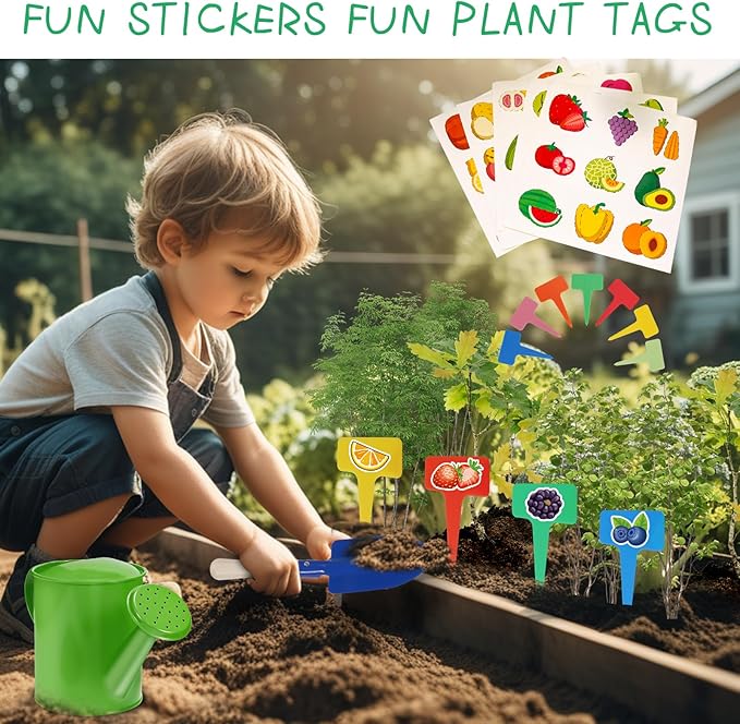 Kids Gardening Set 14Pcs Gardening Tools for Kids with Tote Bag,Watering Can, Shovel, Apron, Garden Book and More Educational STEM Learning Outdoor for Toddlers Boys Girls (Green)