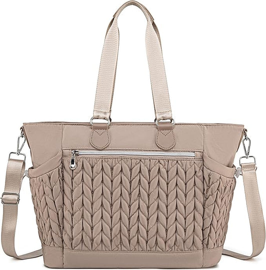 Diaper Bag Tote, Large Tote Baby Diaper Bag with 15.6" Laptop Compartment and Insulated Pockets, Crossbody Hospital Bags