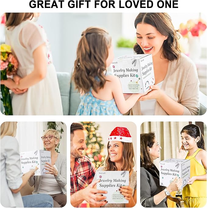 Jewelry Making Kit, 1960 pcs, Supplies Includes Beads, Instructions, Findings, Wire for Bracelet, Necklace, Earrings Making Kit for Adults by Inscraft