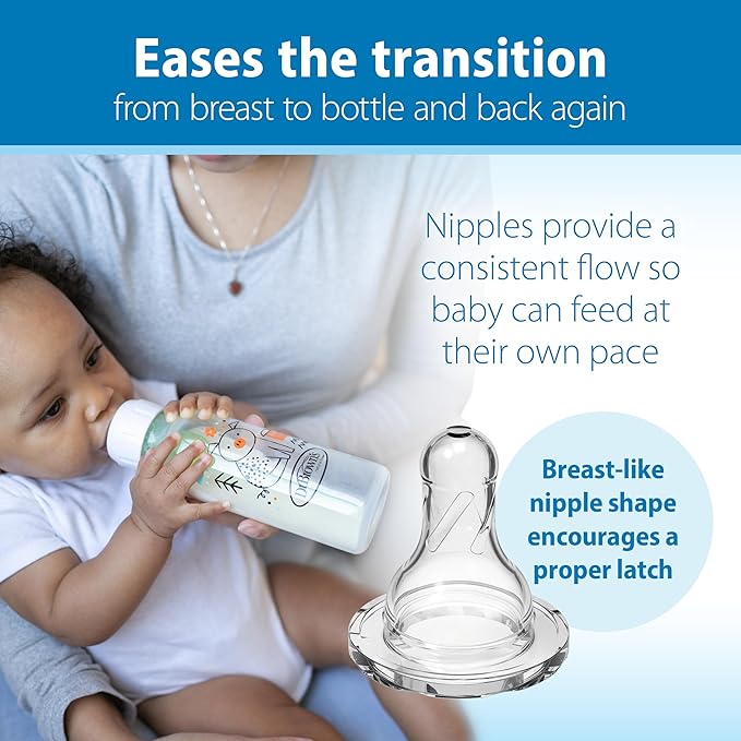 Dr. Brown's Natural Flow Anti-Colic Options+ Narrow Baby Bottle, Pig & Frog, 8 oz/250 mL, with Level 1 Slow Flow Nipple, BPA Free, 0m+, 2-Pack