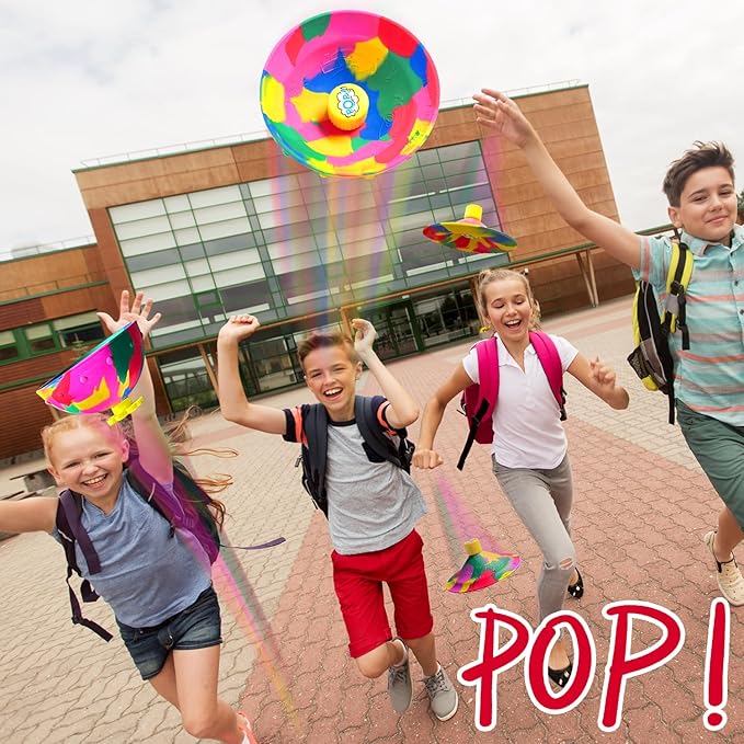 Jumping Bounce Ball for Kid,Ball That flattens and pops up Toy Suitable Doggy disc Magic Flying Saucer Bounce Popper Toy（4 Piece）