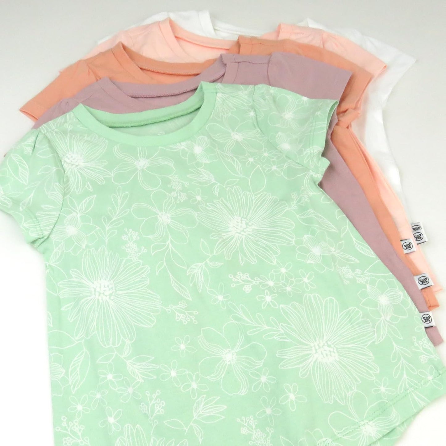 HonestBaby 5-Pack Short Sleeve T-Shirts 100% Organic Cotton Baby, Toddler, Little Kid, Boy, Girl, Unisex