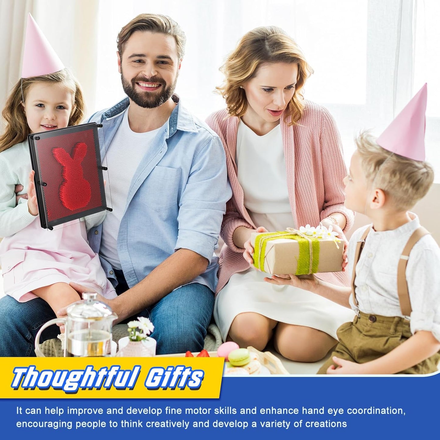 2 Pack Extra Large 3D Pin Art Board Toy 10 x 8 Inch Plastic Pin Art Board Sensory Toy Stress Relief Fidget Toy for Boys Girls Adult Creative Fidgets Christmas Birthday Gifts, (Red and Blue)