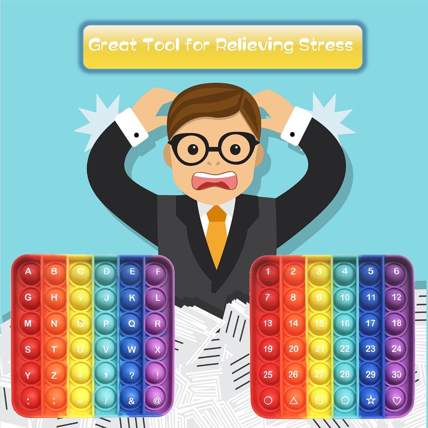 Alphabet Number Fidgety Popper (1 Pcs), ABC Learning & Educational Letter Popper Game, Stress Relief Autism Sensory Toys, Preschool Kindergarten Classroom Must Haves, Homeschooling Supplies